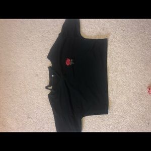 Black, rose crop top